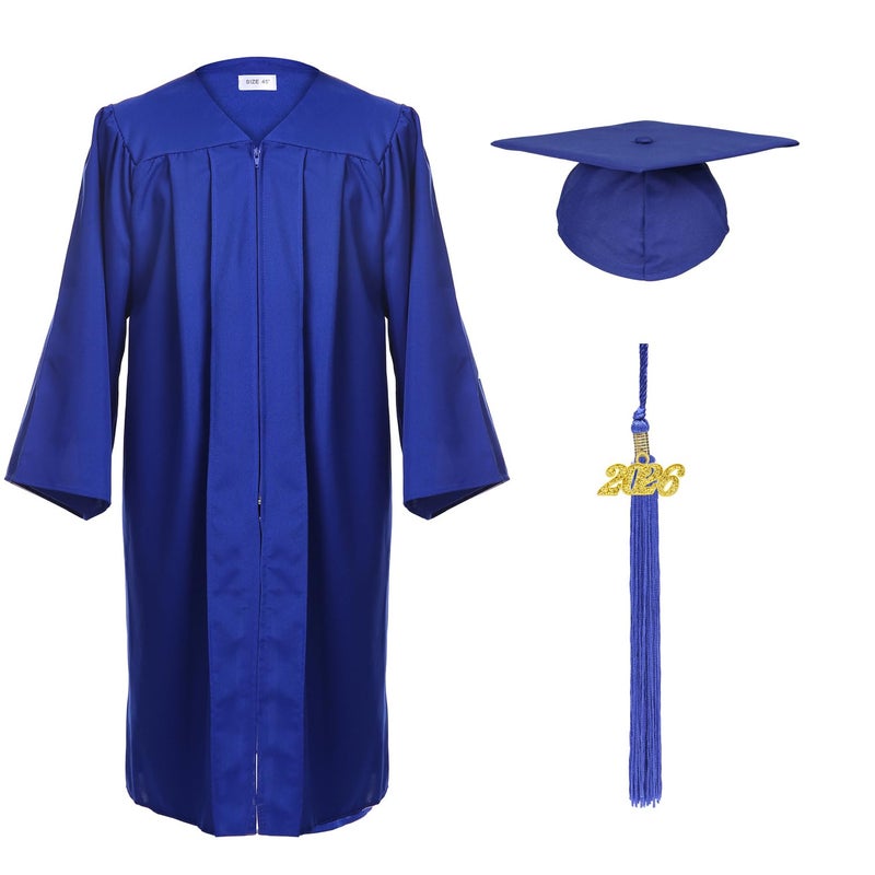 FtyFty Unisex Adult Matte Graduation Cap and Gown Tassel Set (Royal Blue, 45"(5'0"-5'2")) - Image 1